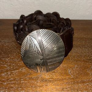 Chico’s Woven Braided Statement Leather Belt Chicos